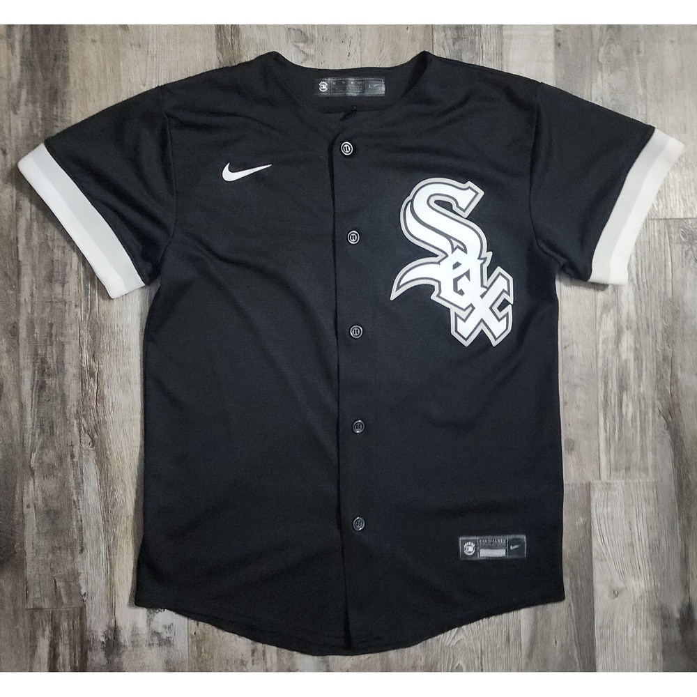 Nike Chicago White Sox Jersey Kids Medium 10/12 Black Tim Anderson 7 Baseball